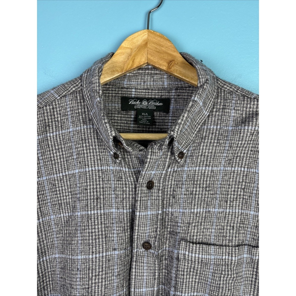 Brooks Brothers Country Club XL/L Gray Windowpane Saxxon Blend Preppy